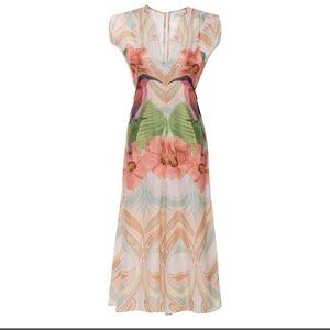 Carolina K Ferry Silk Floral Jumpsuit XS | Artisan Print, Cutout Waist